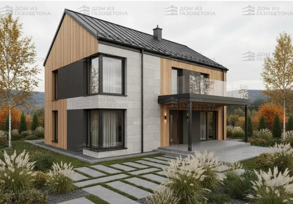 Проект Двухэтажный дом 8 на 8, 61 м2