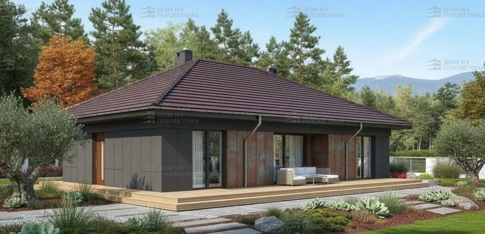 Проект Одноэтажный дом 14 на 12, 121 м2